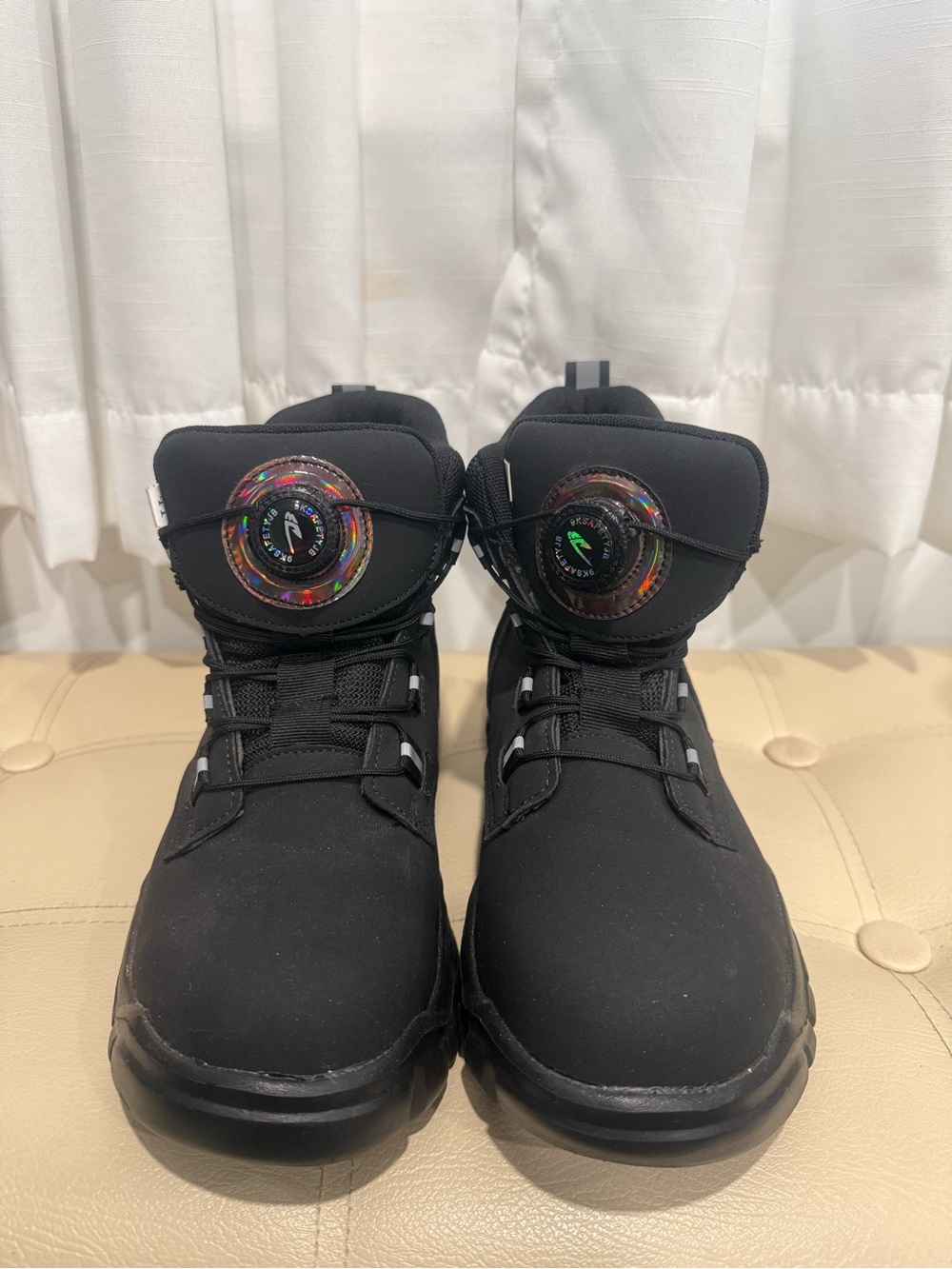 Black High-Top Safety Boots with Dial Closure